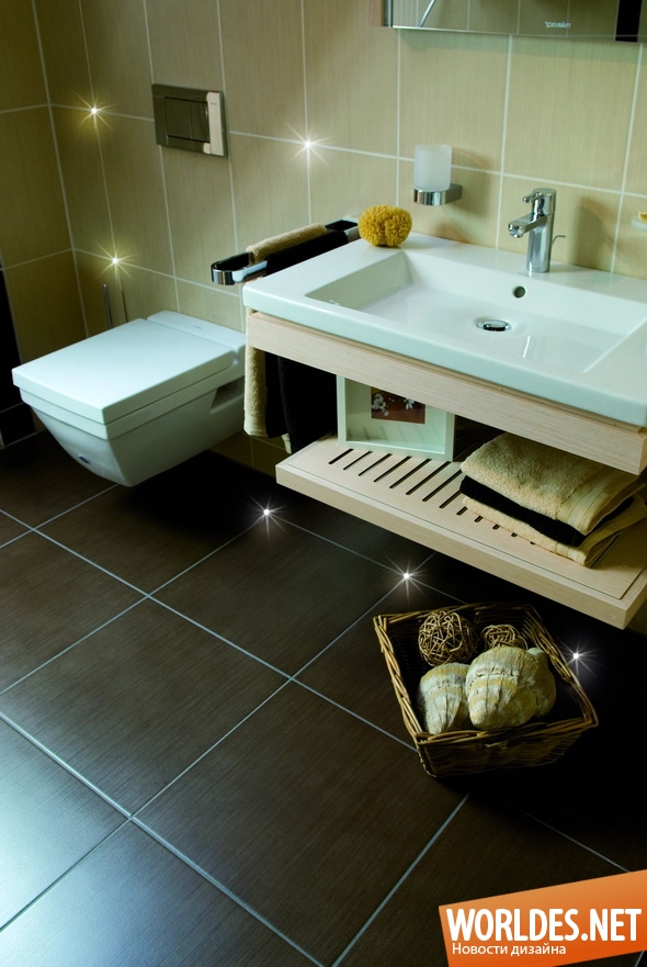 дизайн ванной комнаты, настенные покрытия для ванной комнаты, плитка для ванной комнаты, светящиеся стыки между плитками, оформление ванной комнаты
